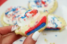 Surprise Red, White & Blue Mini Cheesecakes