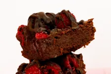 Chewy Vegan Raspberry Protein Brownies