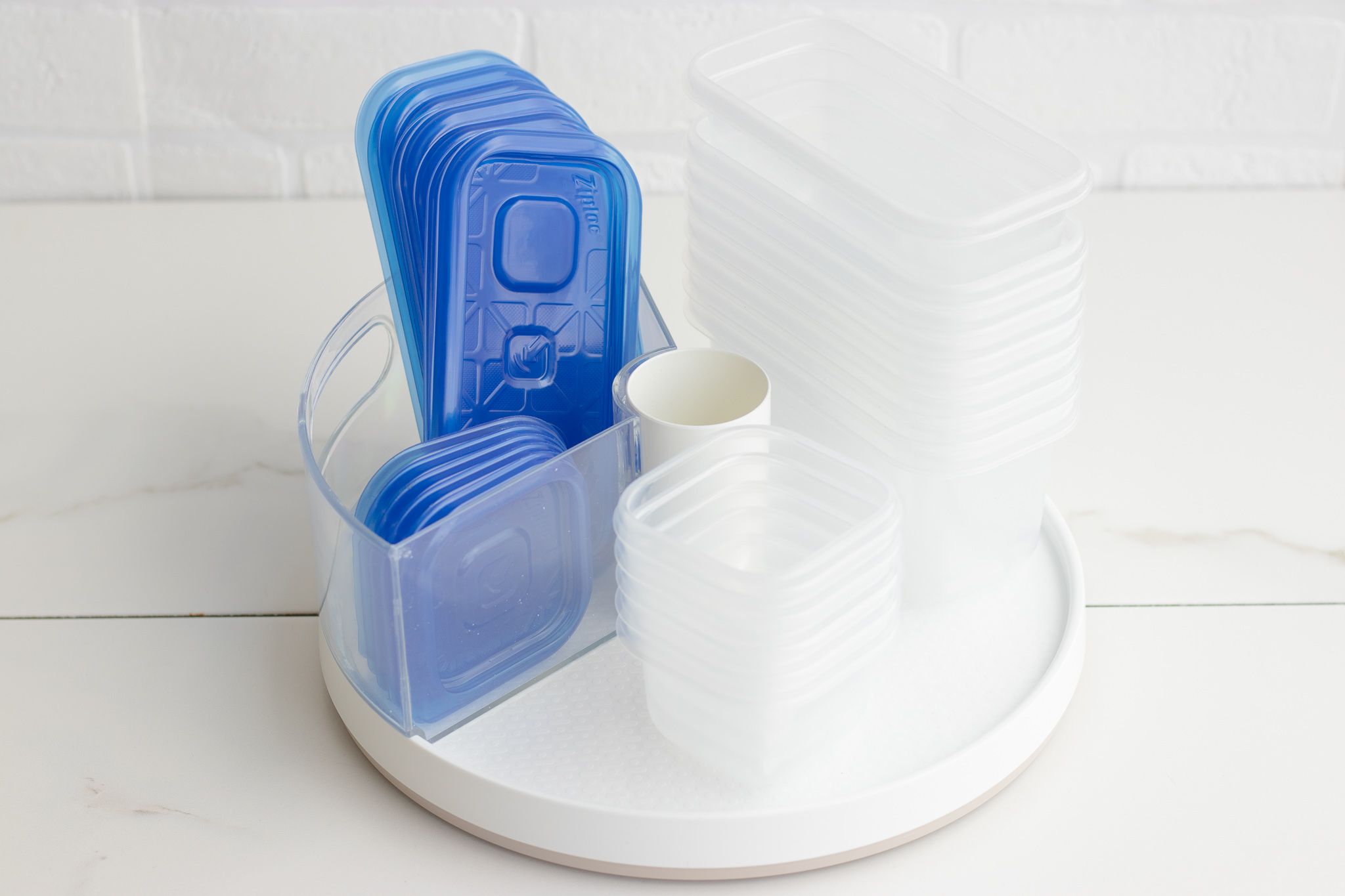 Lazy Susan DIY Hack Tupperware Organization Forkly